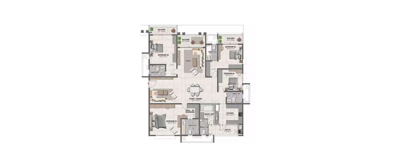 Floor plan for 4 BHK