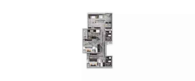 The Exclusif Selection Wadala - Floor plan 2 BHK 686 Sq.ft