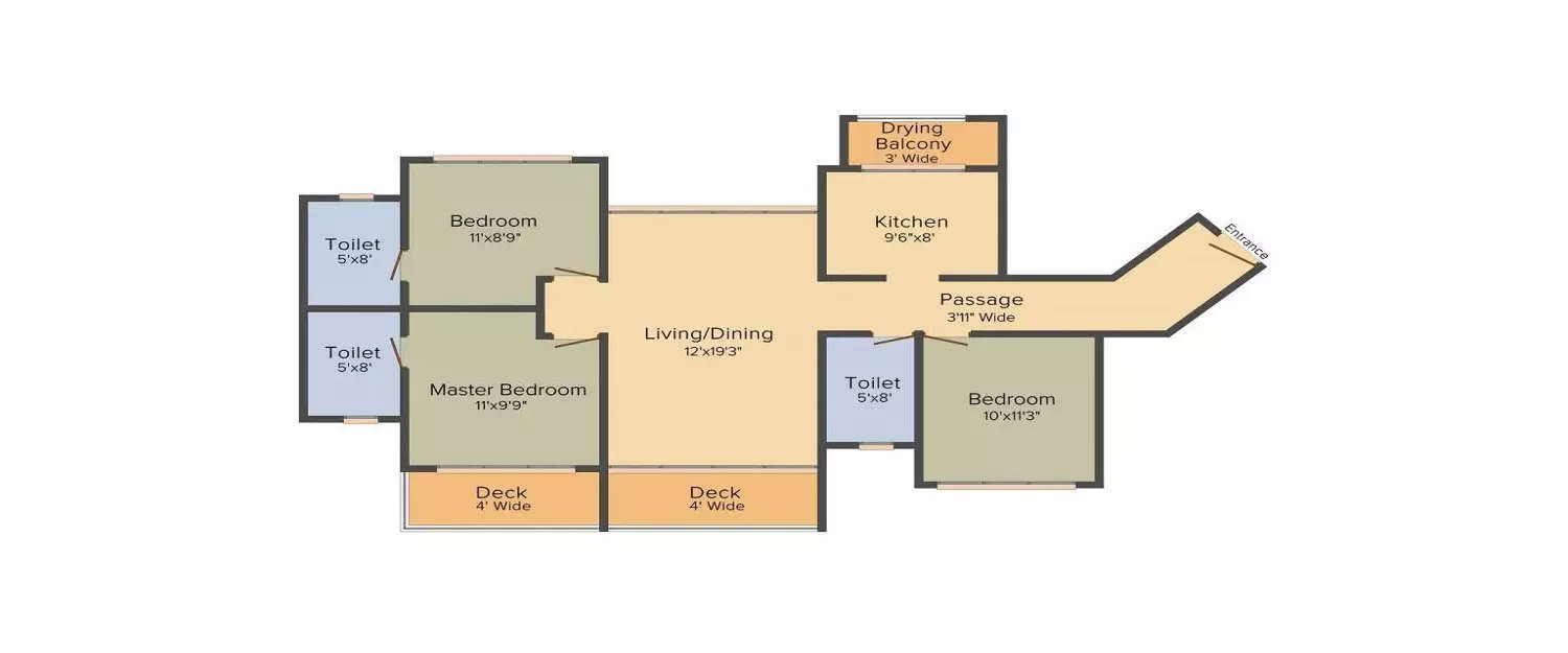 Floor plan for 3 BHK