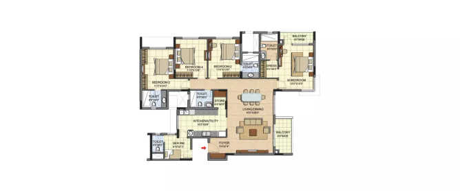 Prestige Jade Pavilion Bellandur - Floor plan 4 BHK 2513 Sq.ft