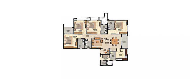 Prestige Bella Vista Porur - Floor plan 4 BHK 2256 Sq.ft