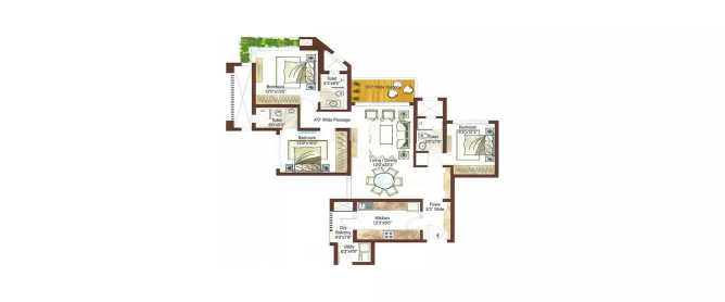 Ashford Royale Nahur - Floor plan 3 BHK 1100 Sq.ft