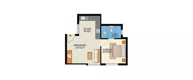 Sheth Auris Serenity Malad - Floor plan 1 BHK 400 Sq.ft