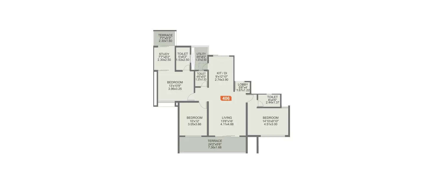 Floor plan for 3.5 BHK