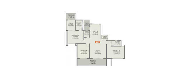 Rohan Ishan Bavdhan - Floor plan 3.5 BHK 1611 Sq.ft
