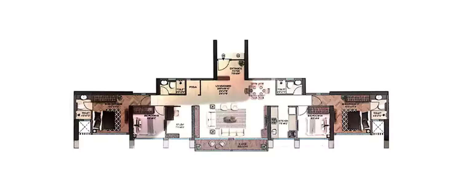 Floor plan for 4 BHK