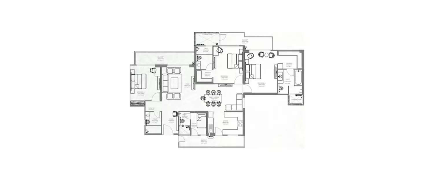Floor plan for 4 BHK