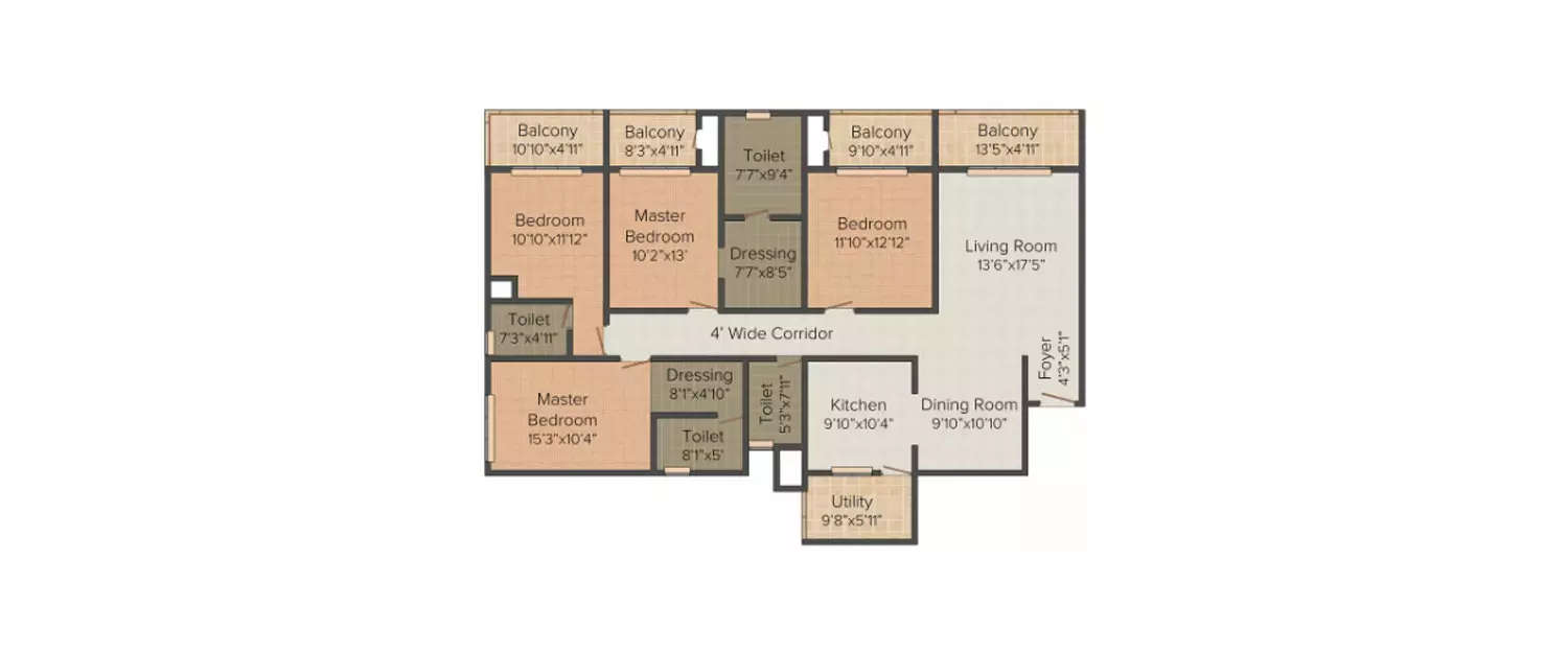 Floor plan for 4 BHK