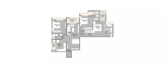 Godrej Hill Retreat Mahalunge - Floor plan 3 BHK 980 Sq.ft