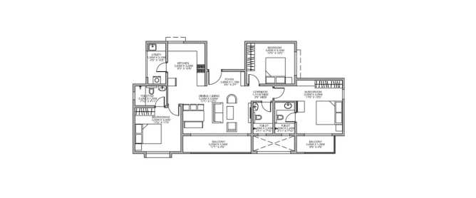 Godrej Nurture Electronic City - Floor plan 3 BHK 1029 Sq.ft