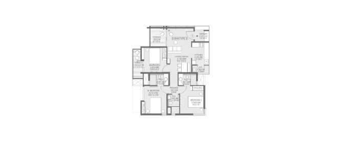 Godrej Greens Undri - Floor plan 3 BHK 772 Sq.ft