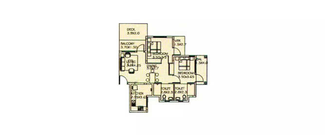 Paranjape Athashri Whitefield - Floor plan 2 BHK 1383 Sq.ft