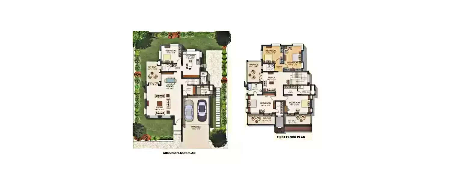 Floor plan for 5 BHK