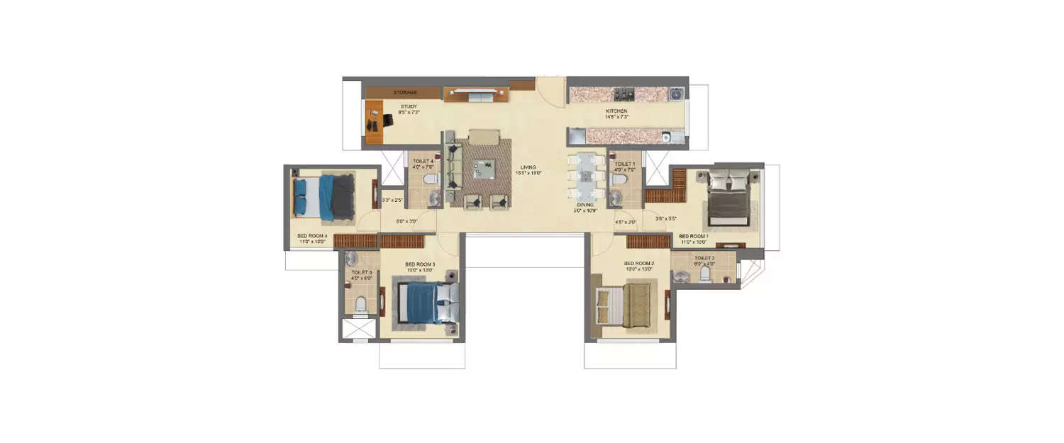Floor plan for 4.5 BHK