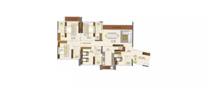 Runwal Elegante Andheri - Floor plan 4.5 BHK 1870 Sq.ft