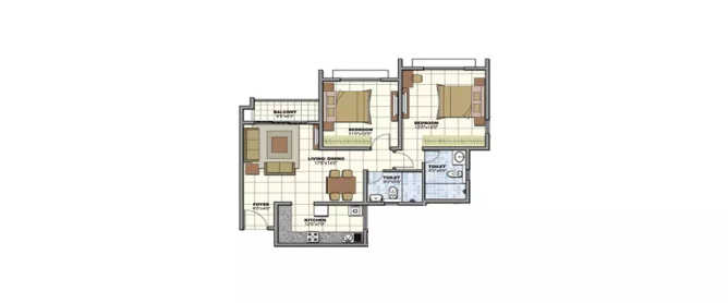 Prestige Sunrise Park Electronic City - Floor plan 2 BHK 792 Sq.ft