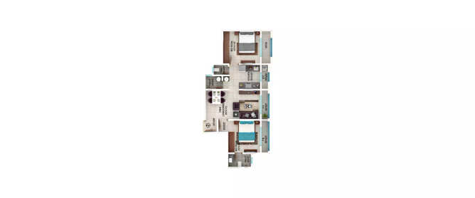 Ekta Regent Park Virar - Floor plan 2 BHK 646 Sq.ft