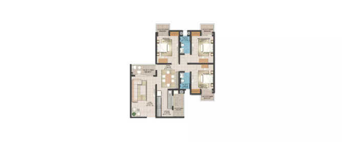 Pardos Okas Residency Sushant Golf City - Floor plan 2 BHK  Sq.ft