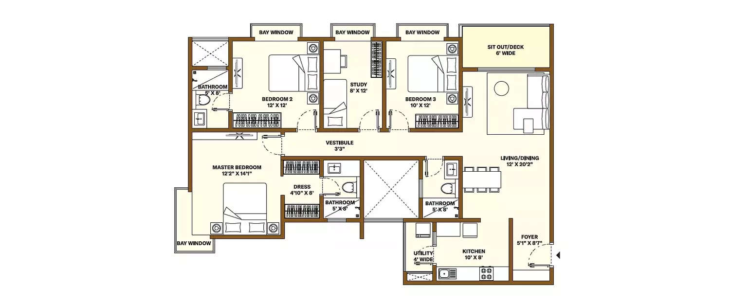 Floor plan for 3.5 BHK