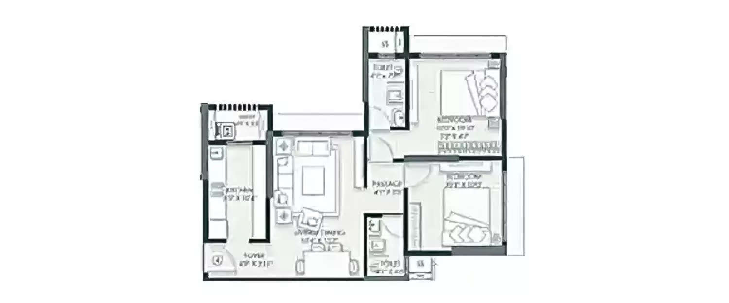 Floor plan for 2 BHK