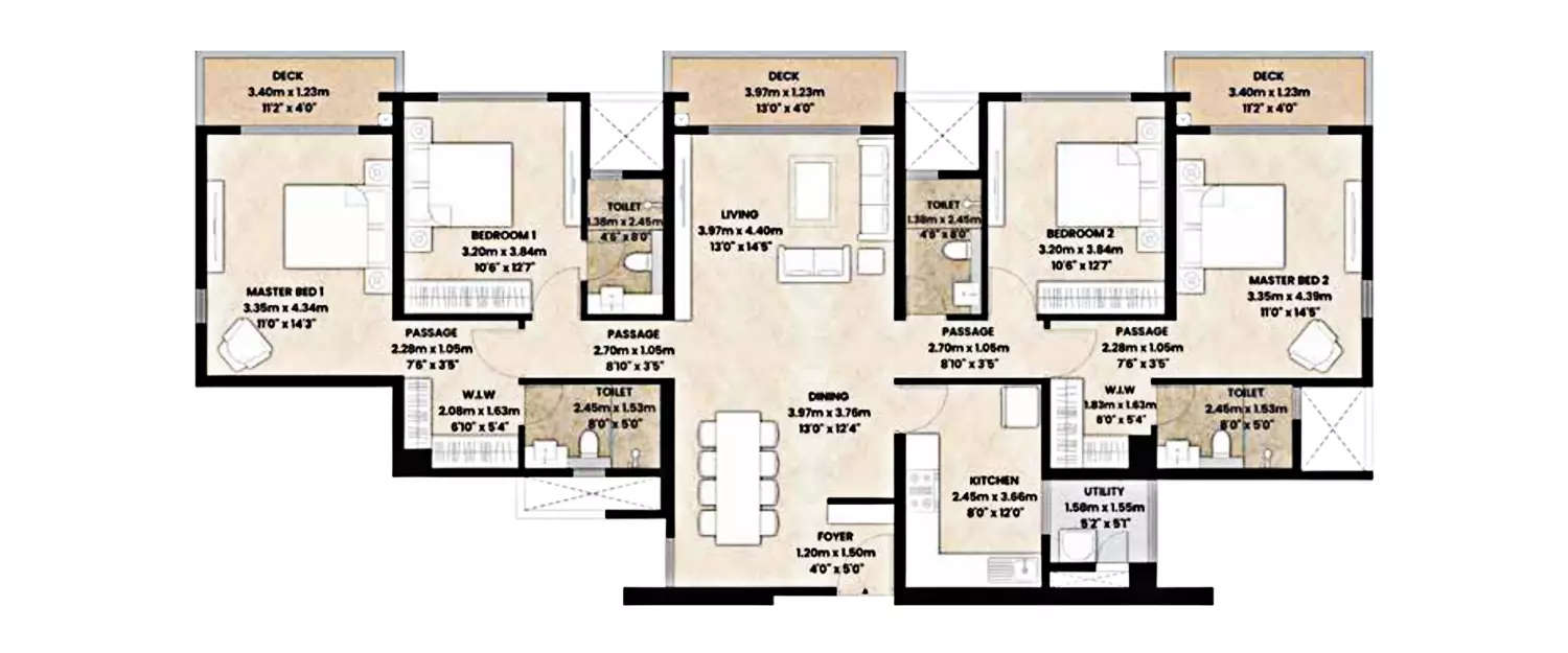 Floor plan for 4 BHK