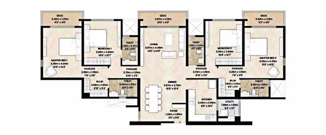 Mahindra Lokhandwala Kandivali Kandivali - Floor plan 4 BHK 1618 Sq.ft