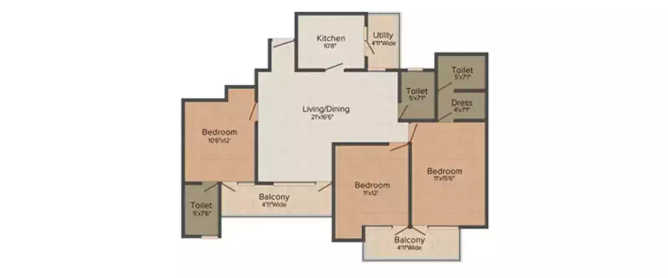 Amrapali Verona Heights Techzone IV Greater Noida W - Floor plan 3 BHK 1655 Sq.ft