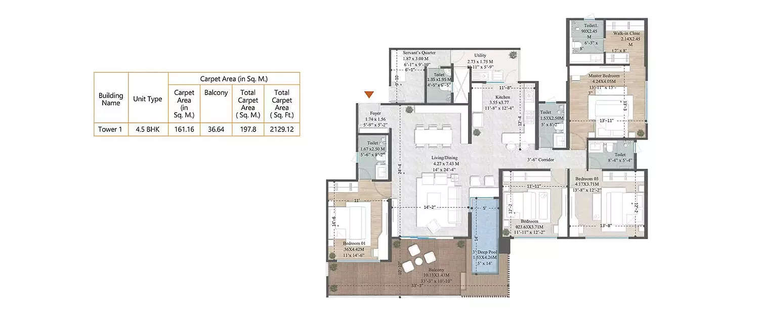 Floor plan for 4.5 BHK
