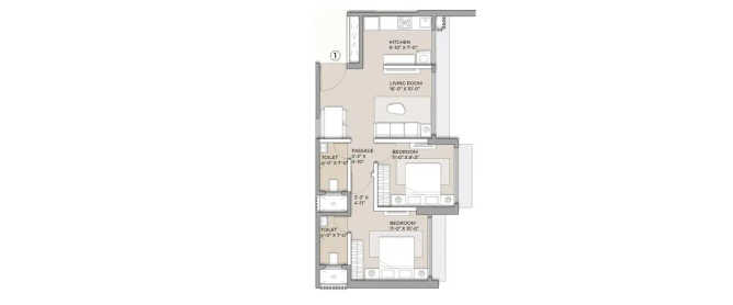 Arkade Aspire Goregaon - Floor plan 2 BHK 561 Sq.ft