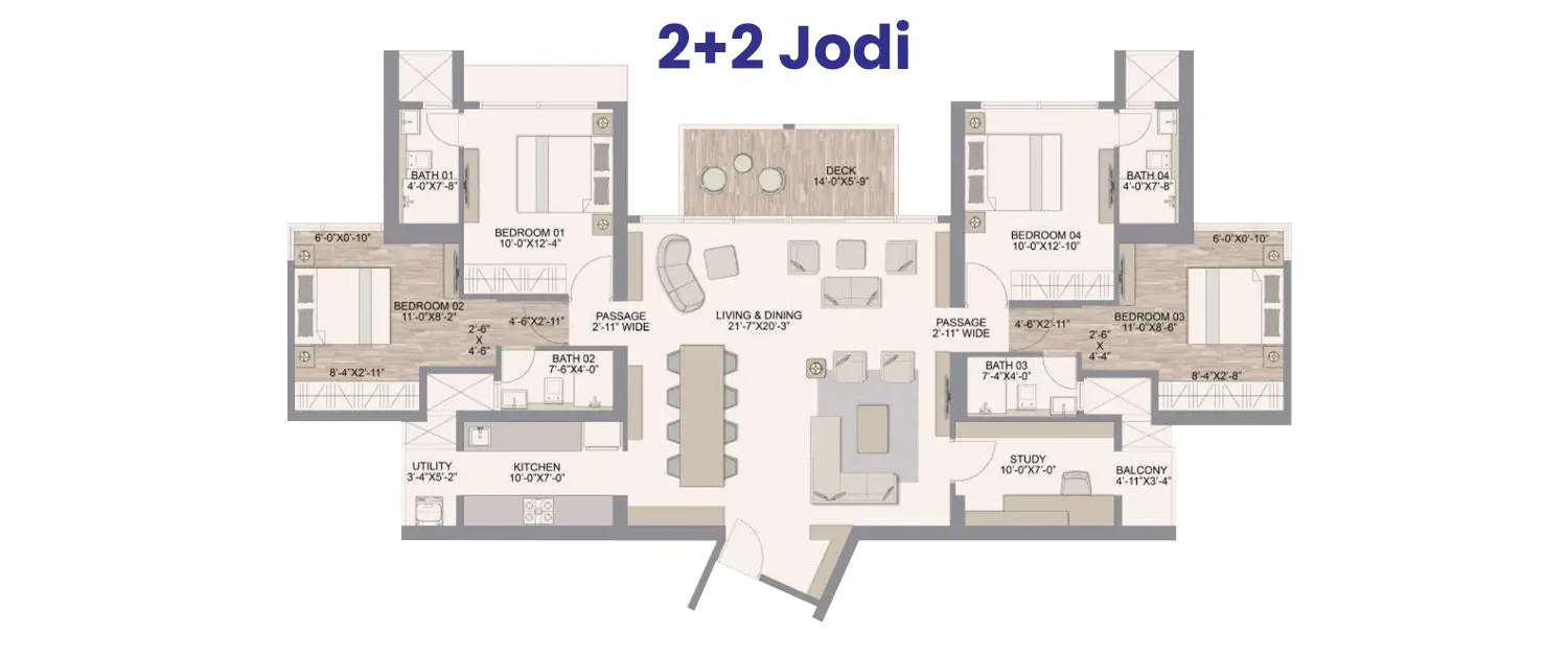 Floor plan for 4 BHK