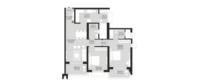 Godrej Park World Hinjewadi - Floor plan 2 BHK 944 Sq.ft