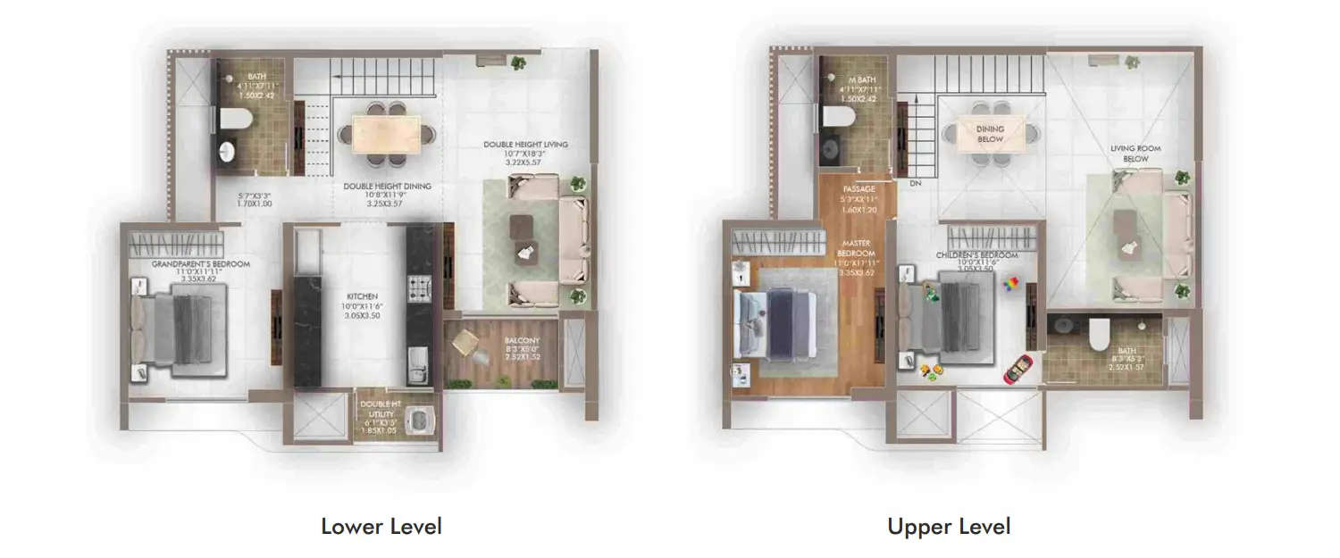 Floor plan for 3 BHK