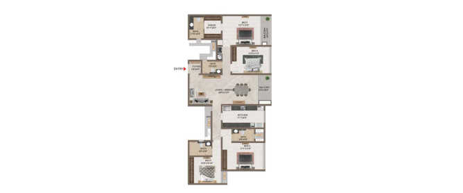 Casagrand Mercury Perambur - Floor plan 4 BHK 2569 Sq.ft