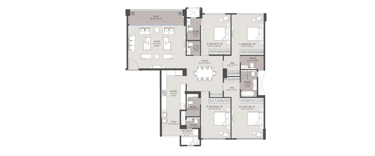 Floor plan for 4 BHK