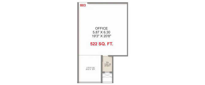 Adityaraj Platinum Chembur - Floor plan Commercial Office 522 Sq.ft