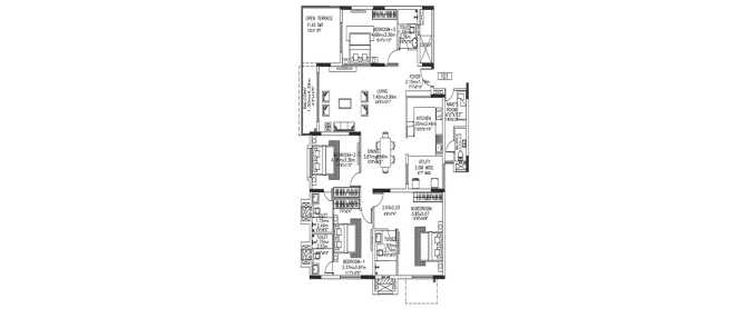 Kolte Patil 24K Grazio Koramangala - Floor plan 4 BHK 1830 Sq.ft