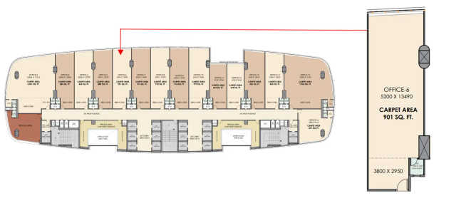 Delta Stellar Nerul - Floor plan Commercial Office 901 Sq.ft