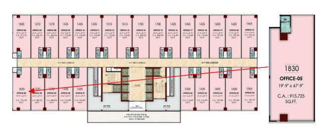 Akshar Level 23 Vashi - Floor plan Commercial Office 1830 Sq.ft