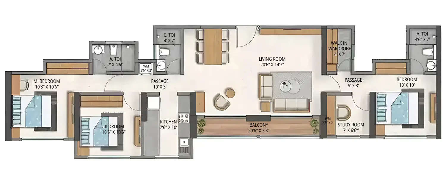 Floor plan for 3.5 BHK