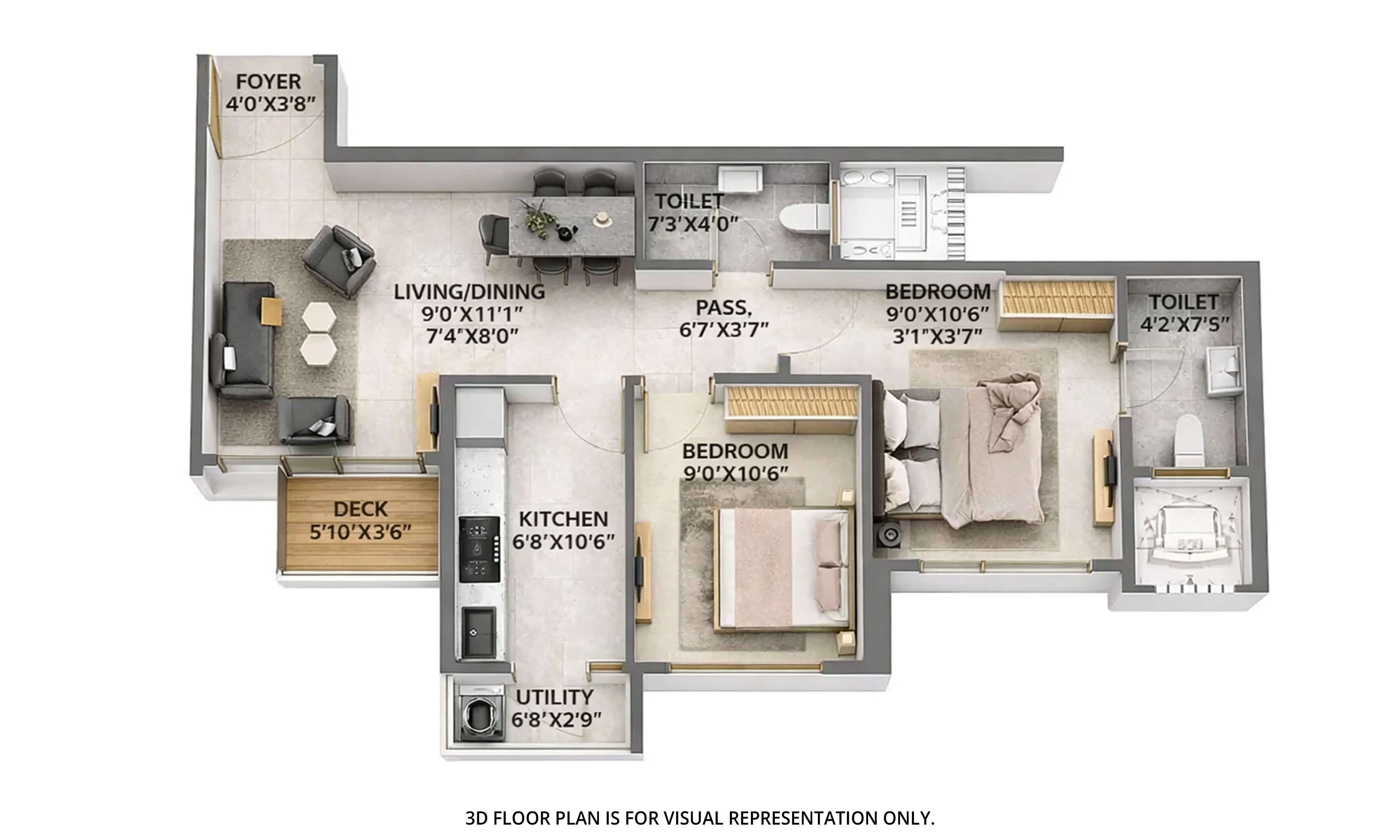 Floor plan for 2 BHK