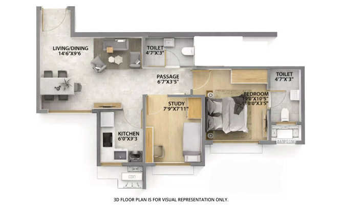 Runwal Manhattan Kanjurmarg - Floor plan 1.5 BHK 497 Sq.ft
