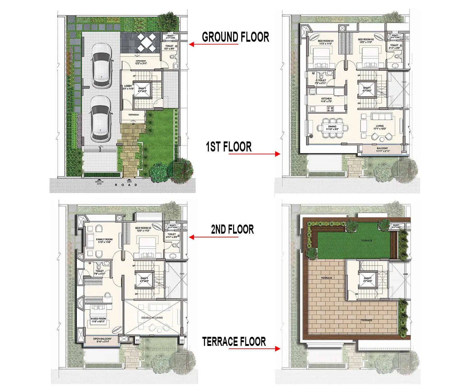 Floor plan for 4 BHK