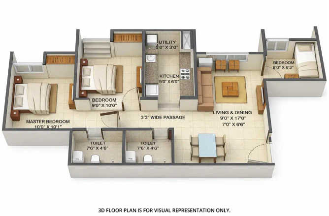 Lodha Palava Dombivali - Floor plan 2.5 BHK 675 Sq.ft