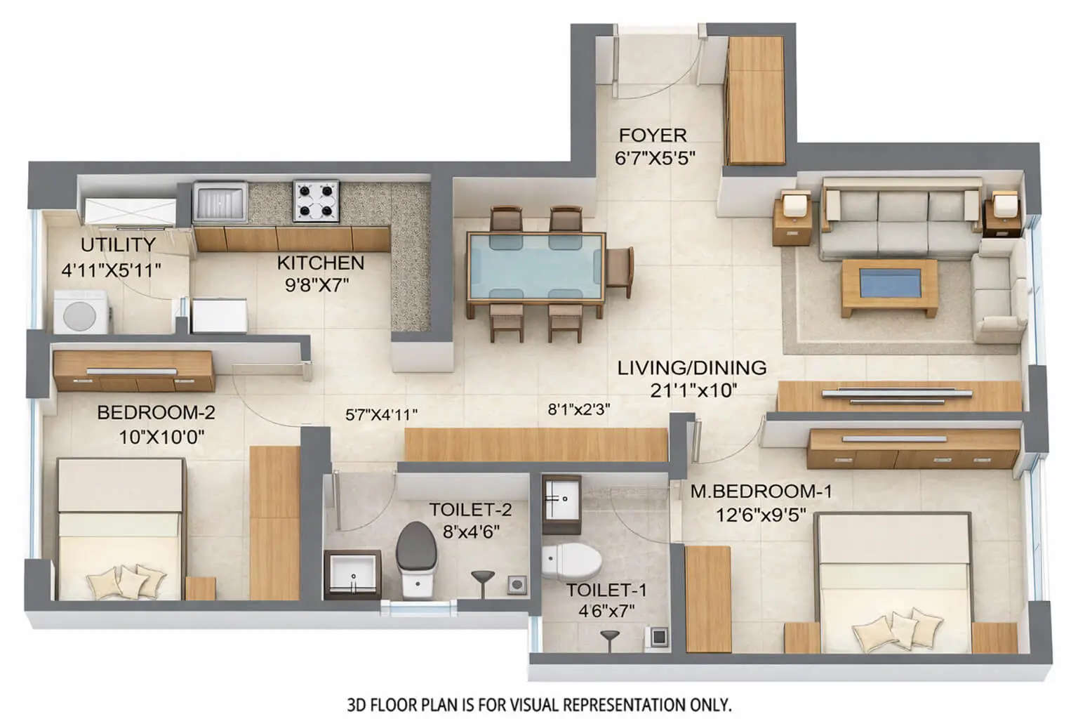 Floor plan for 2 BHK