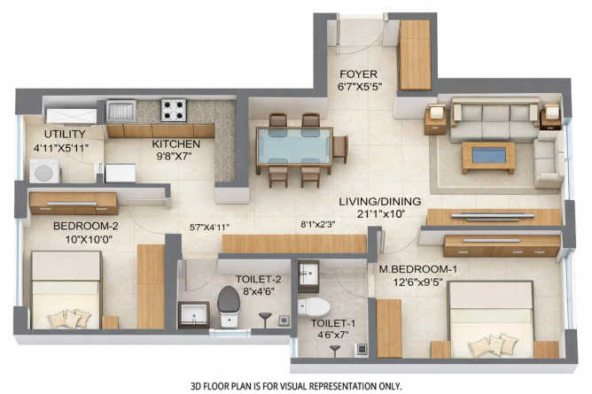 Runwal Pinnacle Mulund - Floor plan 2 BHK 717 Sq.ft