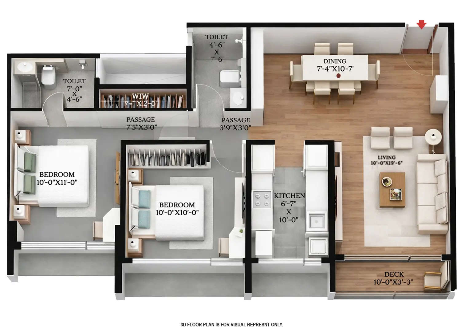 Floor plan for 2 BHK