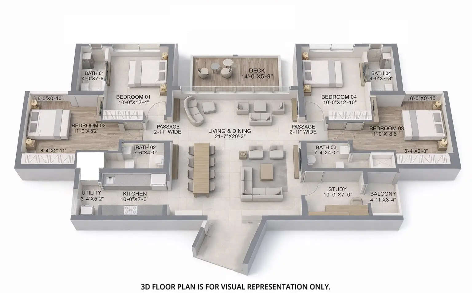 Floor plan for 4 BHK