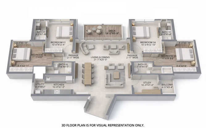 Chandak Treesourus Malad - Floor plan 4 BHK 1482 Sq.ft