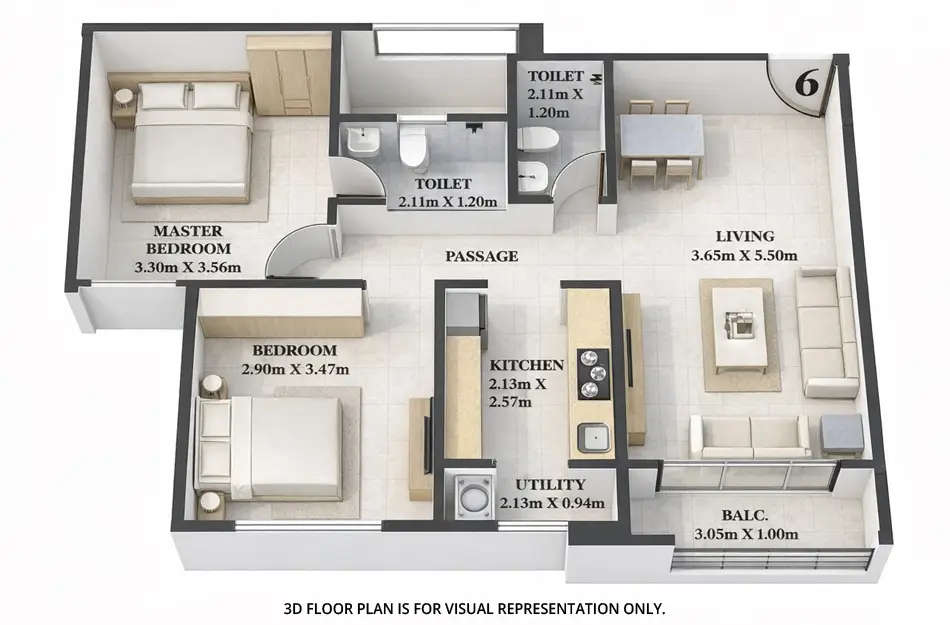 Floor plan for 2 BHK