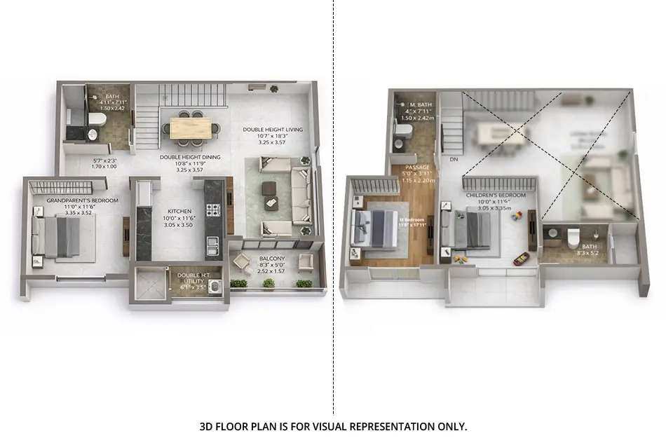 Floor plan for 3 BHK
